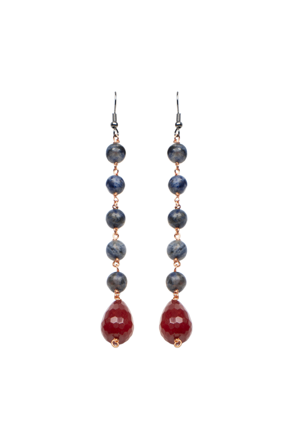 Lapiz Red Tear Drop Long Earring
