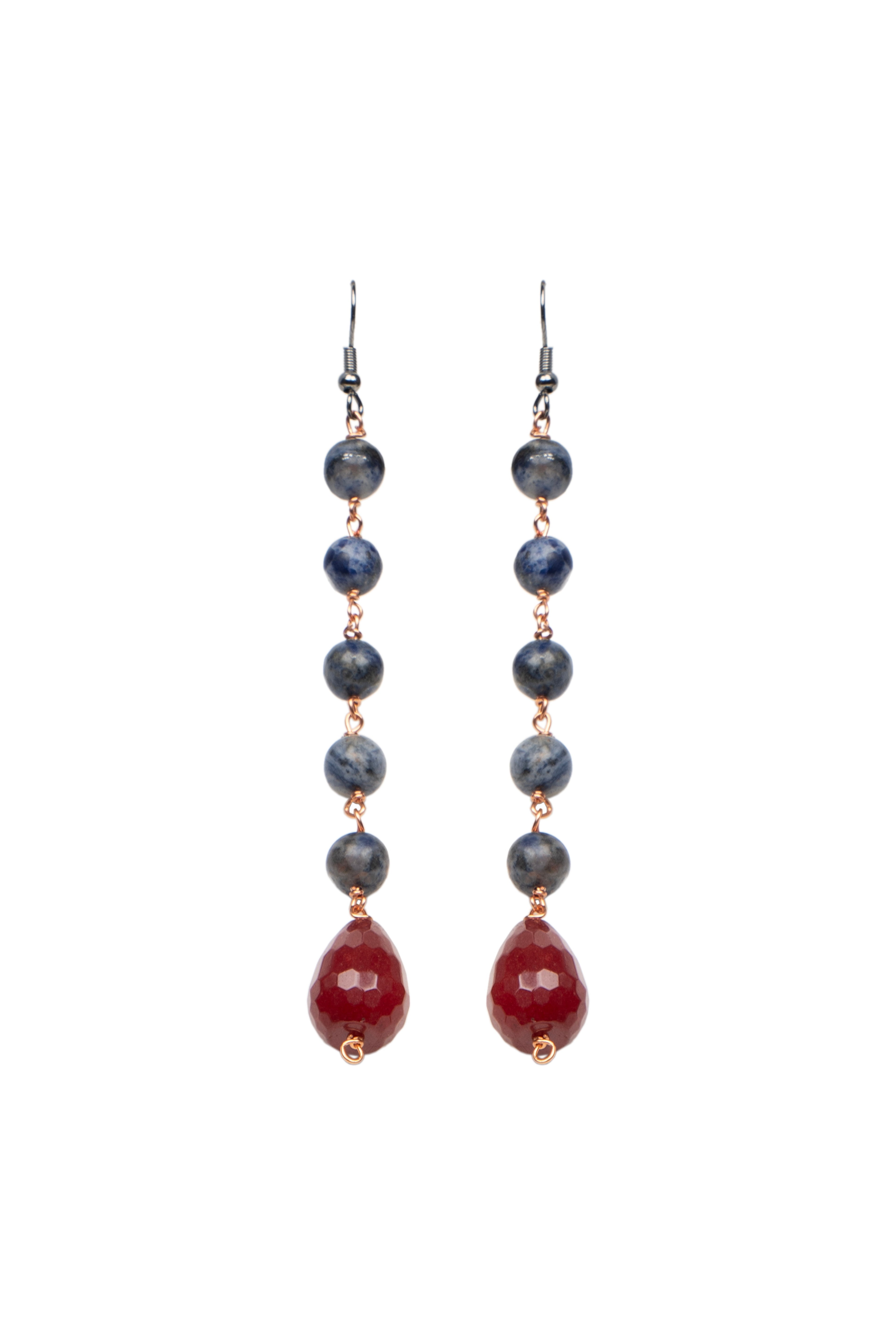 Lapiz Red Tear Drop Long Earring