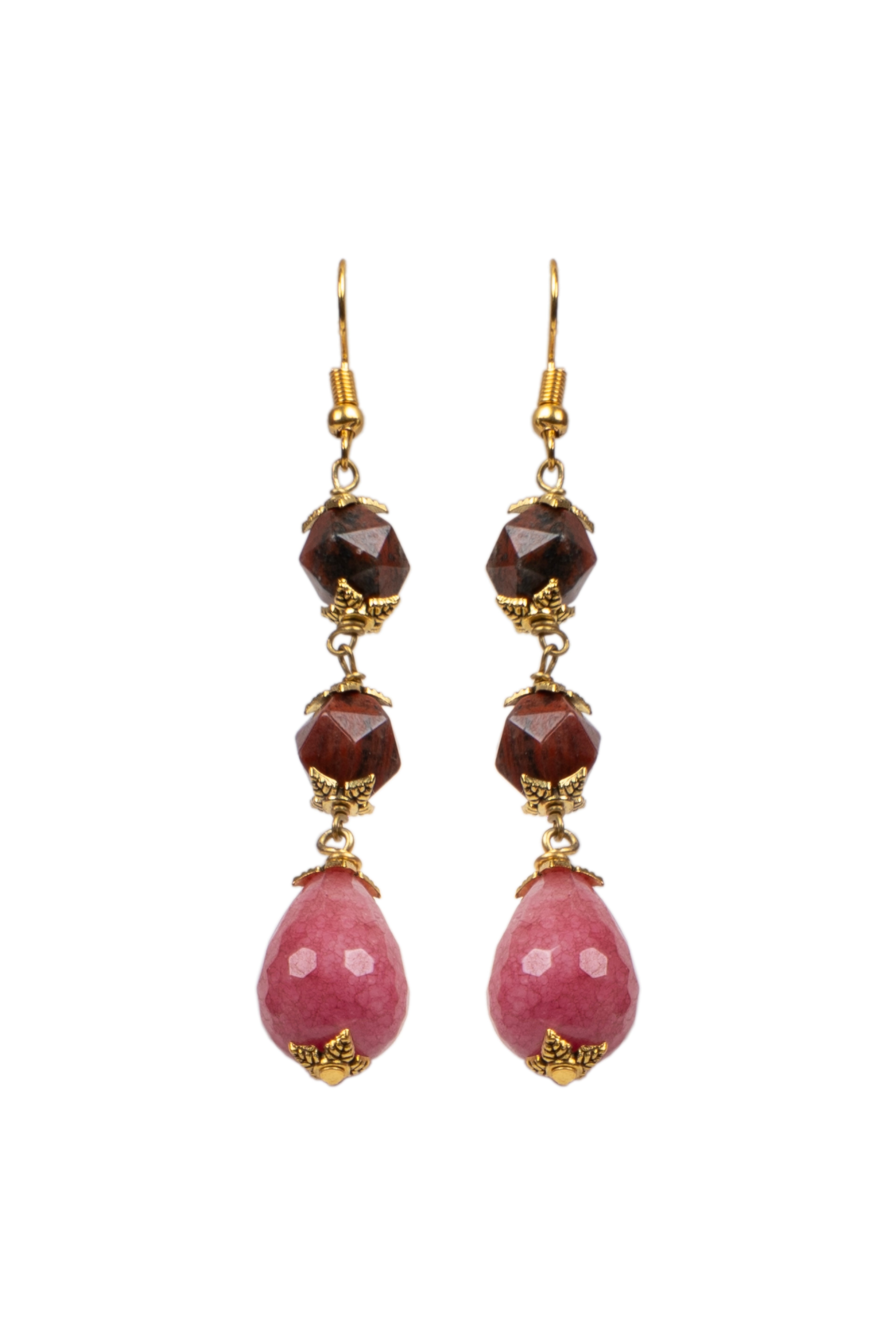 Jasper Pink Stone Drop Earring