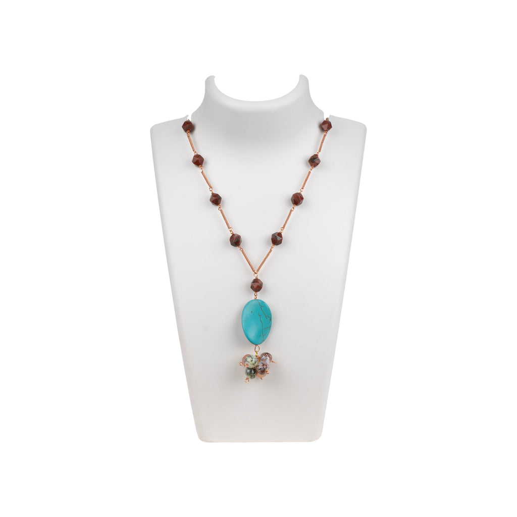 Red Jasper and Turquoise Pendant Necklace