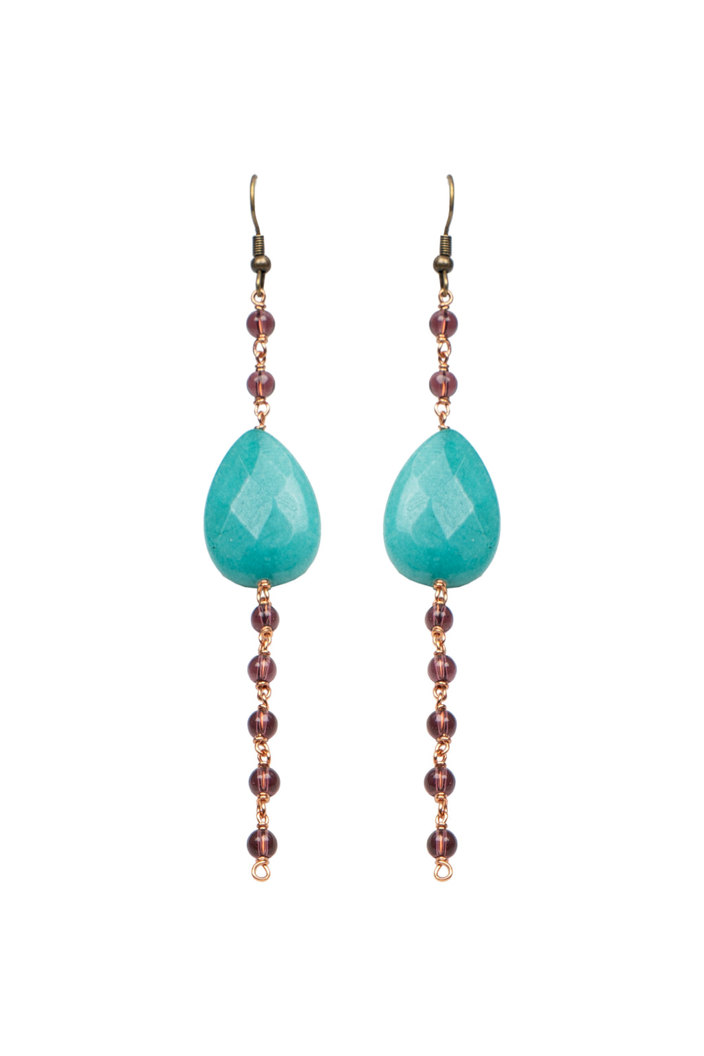 Blue Stone Drops Honey Glass Beads Earring