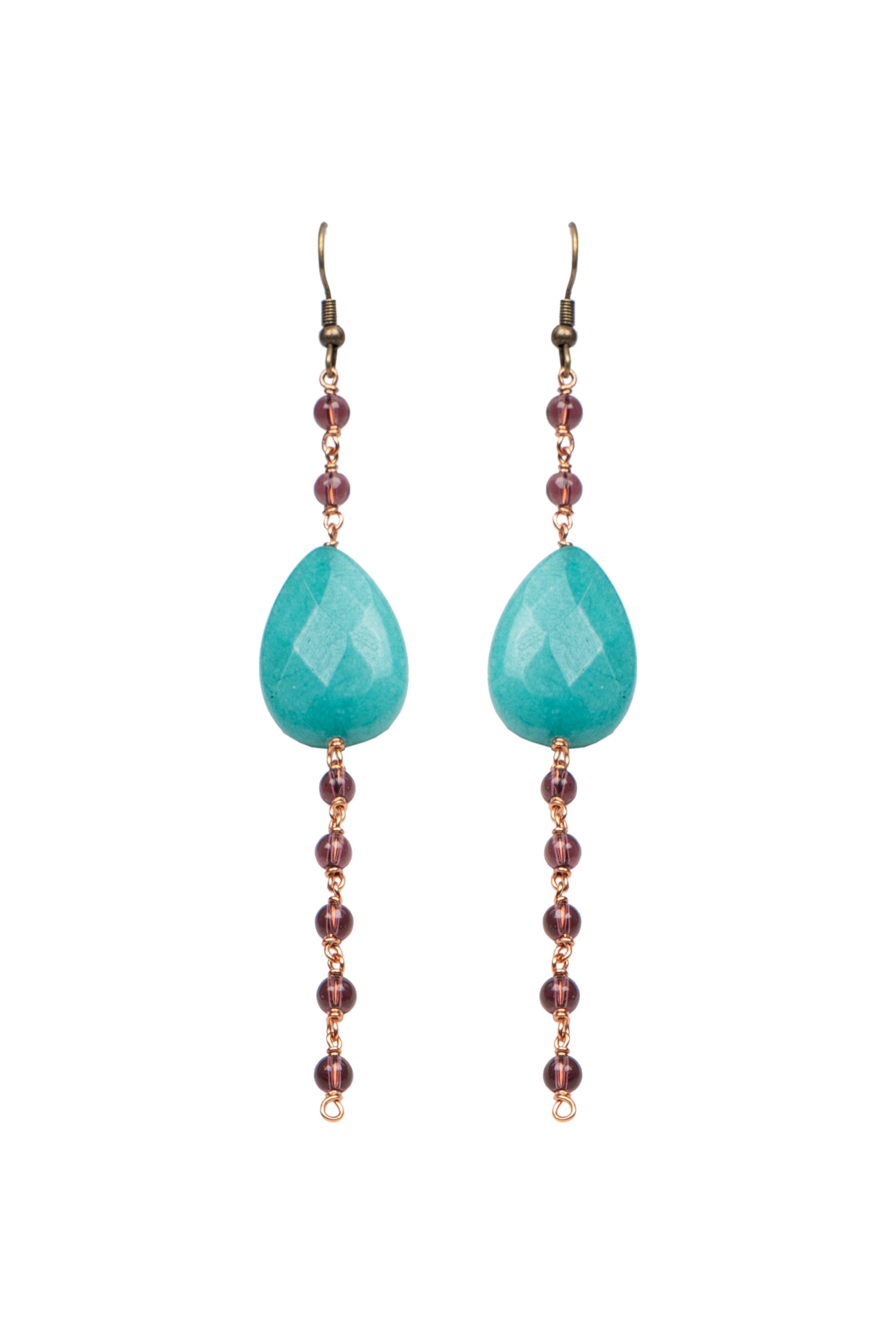 Blue Stone Drops Honey Glass Beads Earring