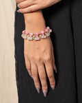 Rose Quartz Multi-Bead Bracelet Set (Cylindrical, 8mm & 4mm Beads)