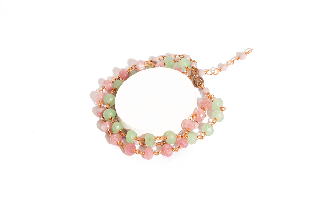 Triple-Layered Blush Glass Bead Bracelet