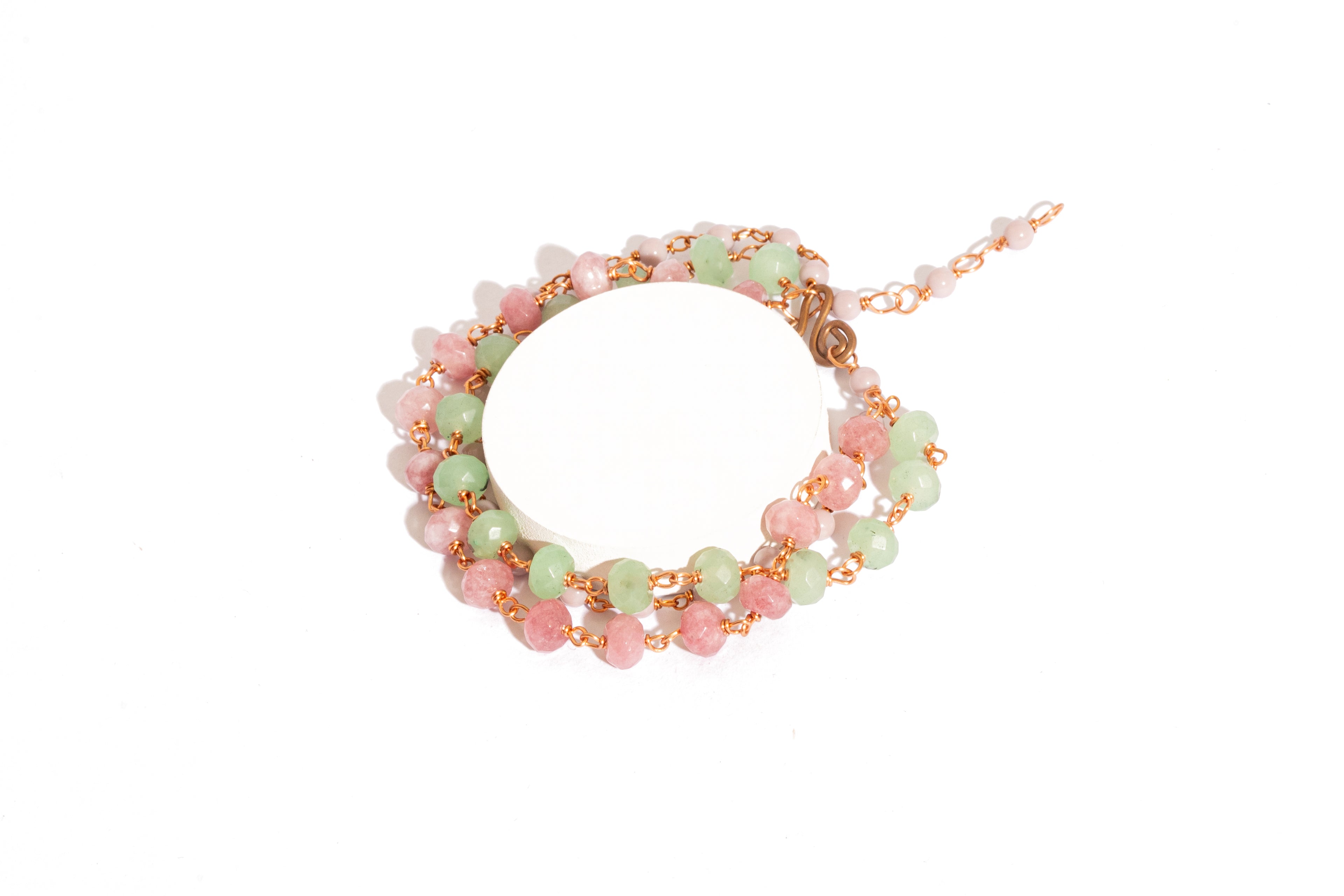 Triple-Layered Blush Glass Bead Bracelet