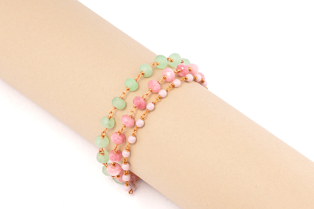 Triple-Layered Blush Glass Bead Bracelet