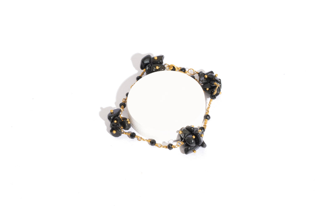 Black Uncut Stone Bead Bracelet