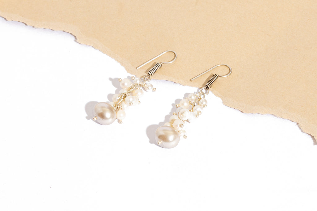 Grape-Inspired Pearl Cluster Drop Earrings