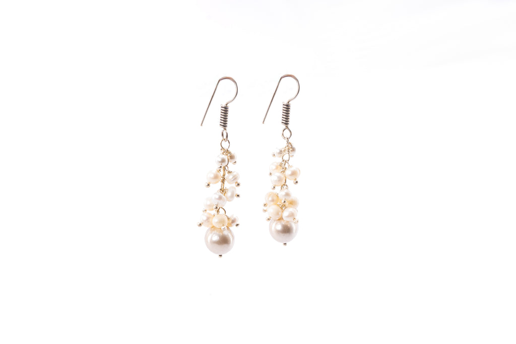 Grape-Inspired Pearl Cluster Drop Earrings