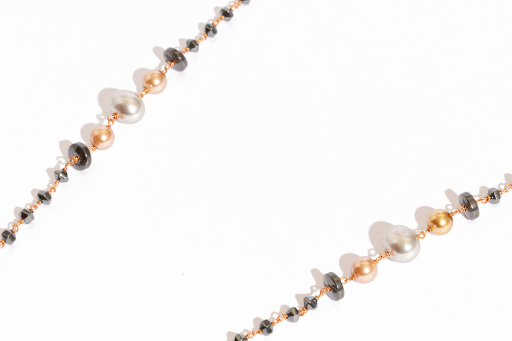 Long Magnelite Bead Necklace with Pearls