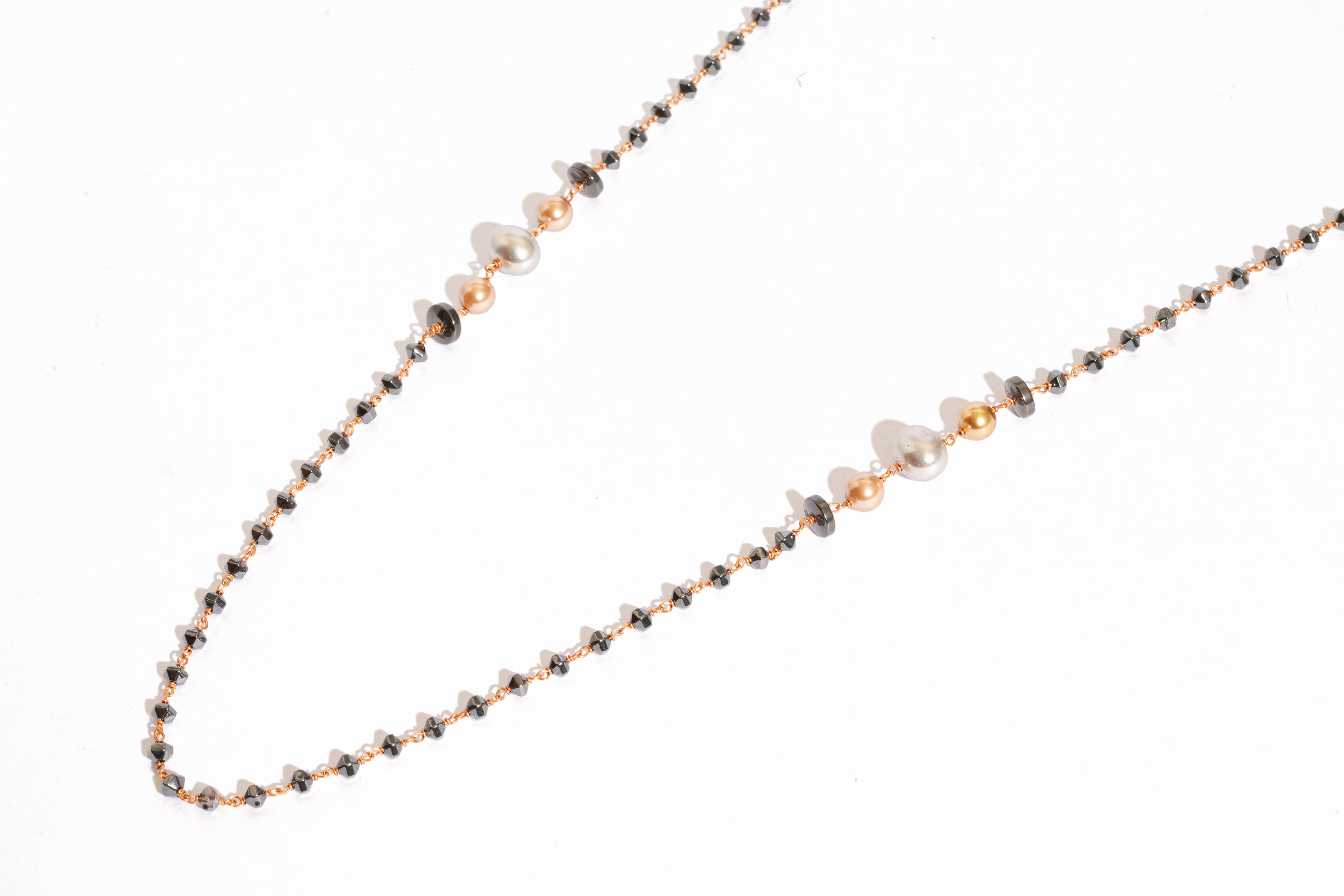 Long Magnelite Bead Necklace with Pearls