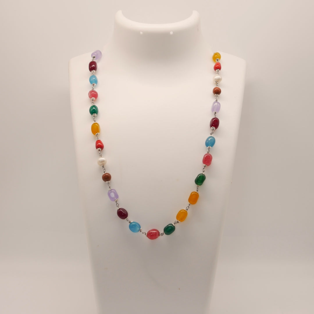 Handmade Cap Navaratna Beads Necklace