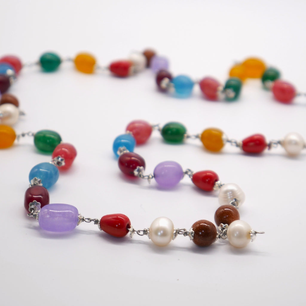 Handmade Cap Navaratna Beads Necklace