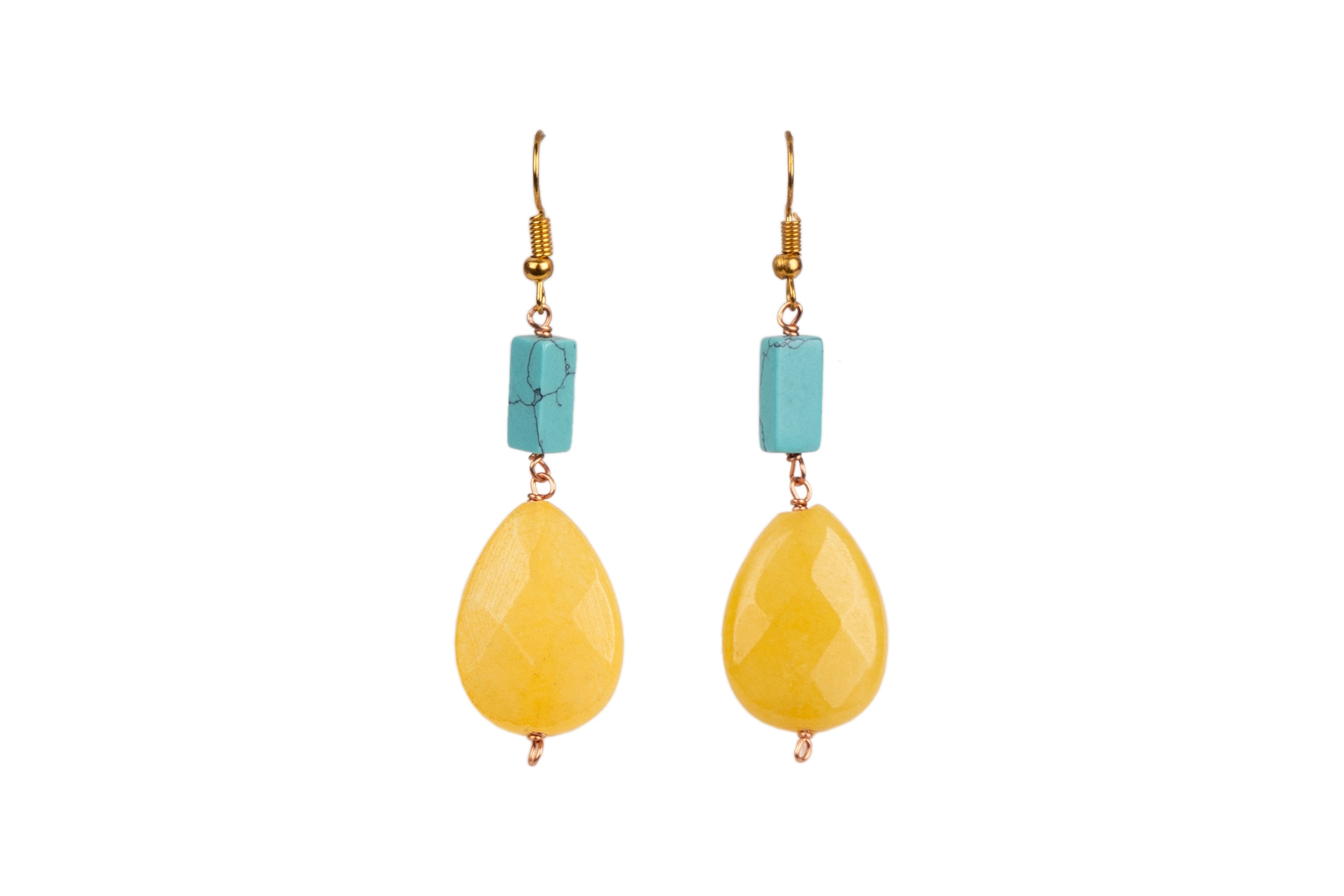 Torquise Yellow Drop Stone Earrings