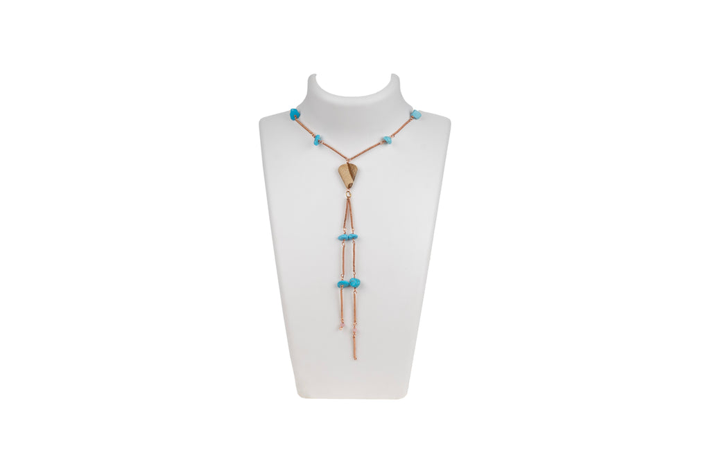 Turquoise Chips Copper Hand Twisted Necklace