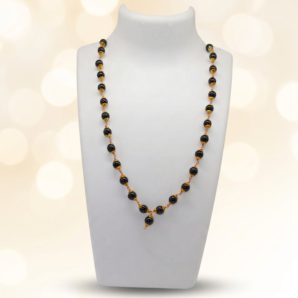 Handmade Black cap Kalmani mala - 8mm - 108 Beads - 25 Pack