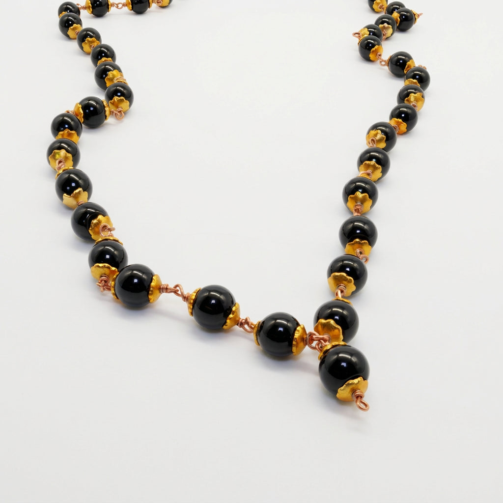 Handmade Black cap Kalmani mala - 8mm - 108 Beads - 25 Pack