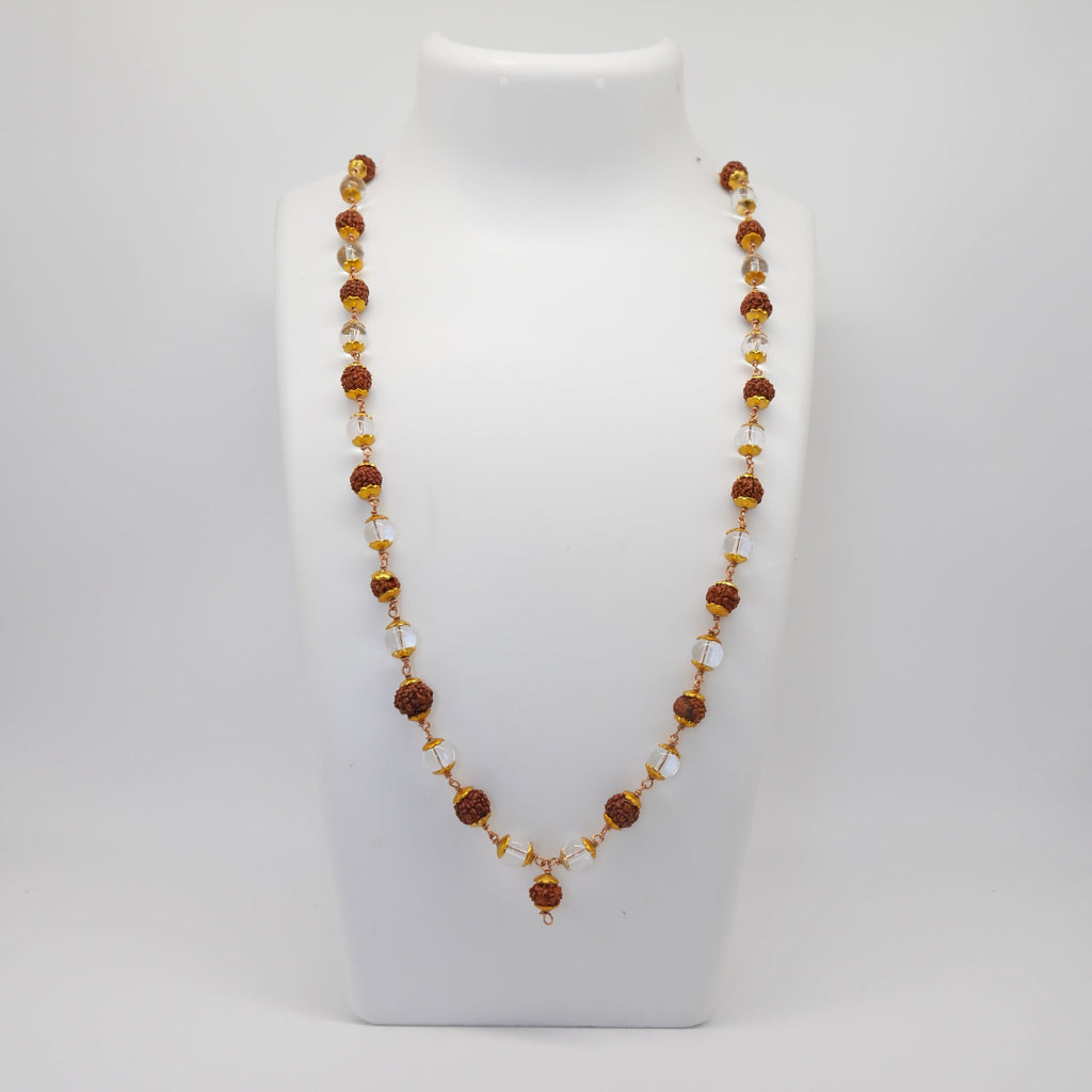 Handmade Rudraksha white glass beads mixed mala - 8mm - 54 beads - 25 mala pack