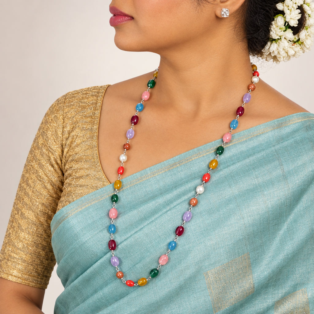 Handmade Cap Navaratna Beads Necklace