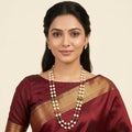 Handmade Double layered pearl necklace with baati beads