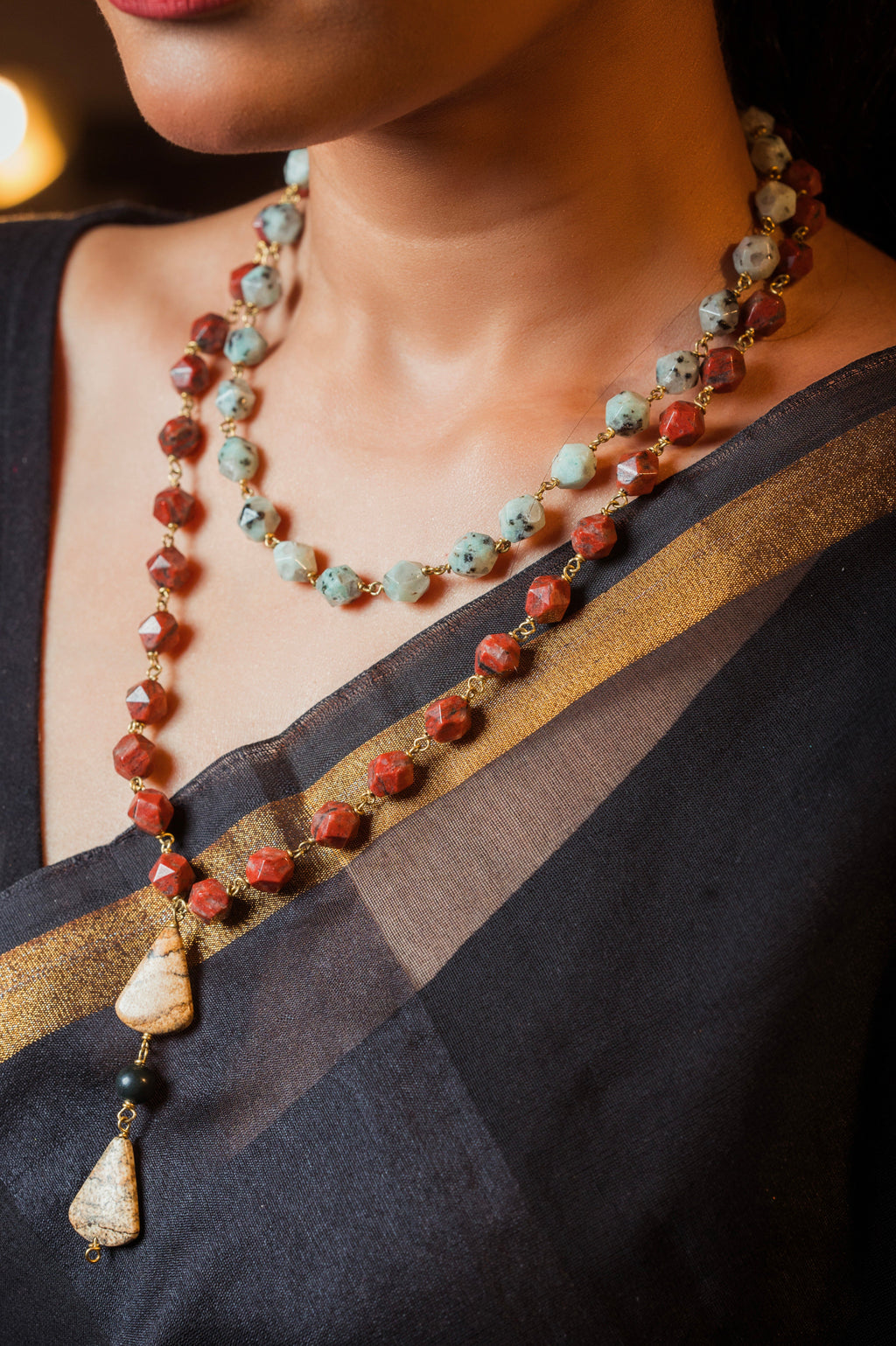 Starcut Kiwi Jasper Double Layered Necklace