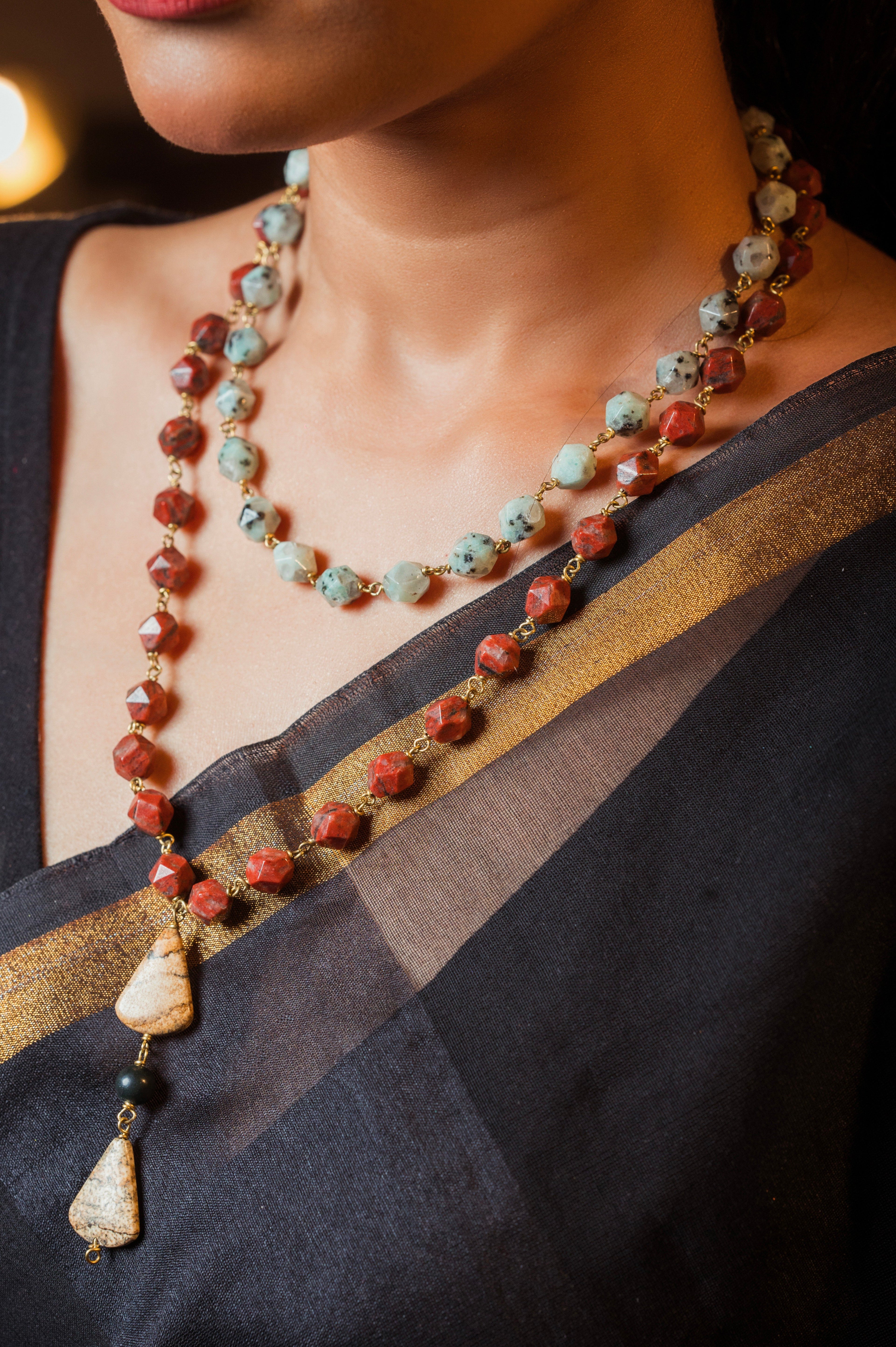 Starcut Kiwi Jasper Double Layered Necklace