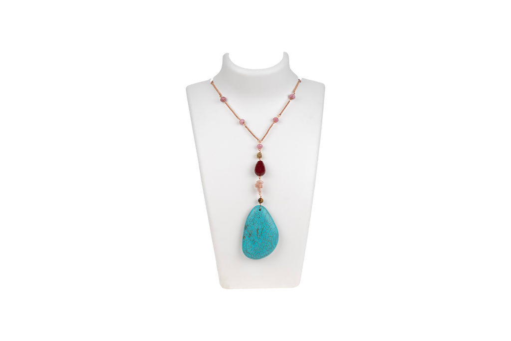 Rose Baati Necklace with Turquoise Pendant