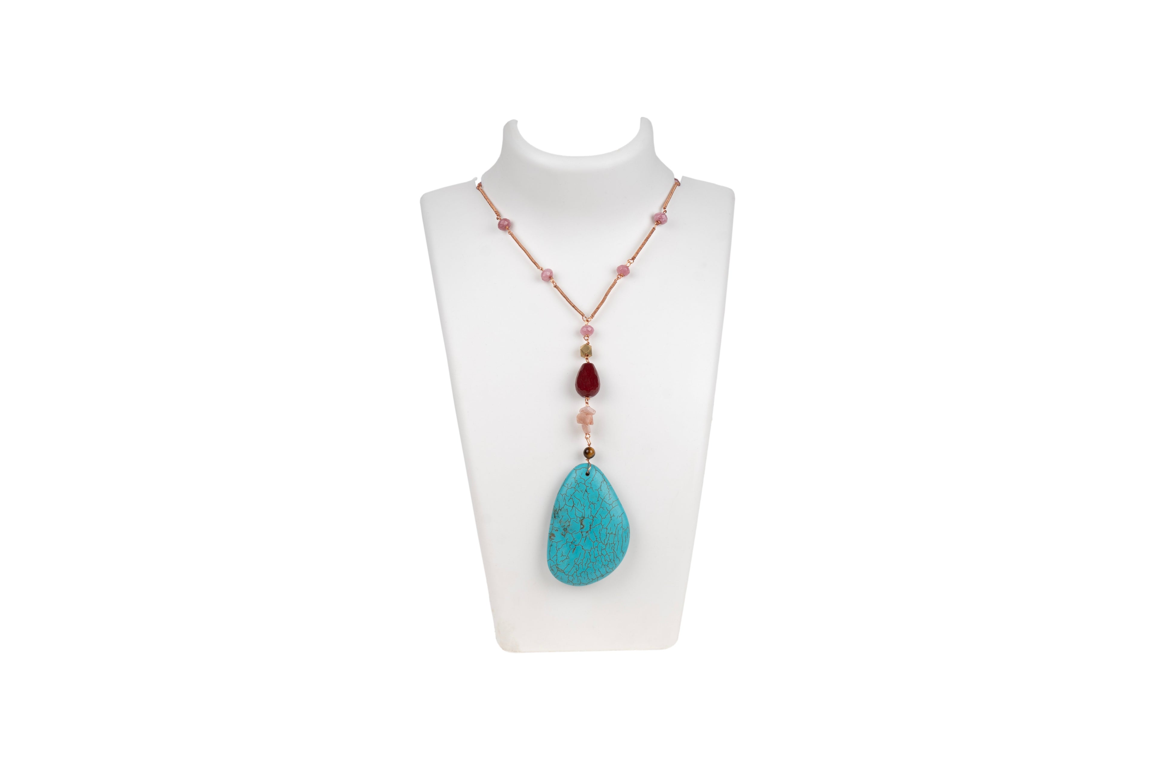 Rose Baati Necklace with Turquoise Pendant