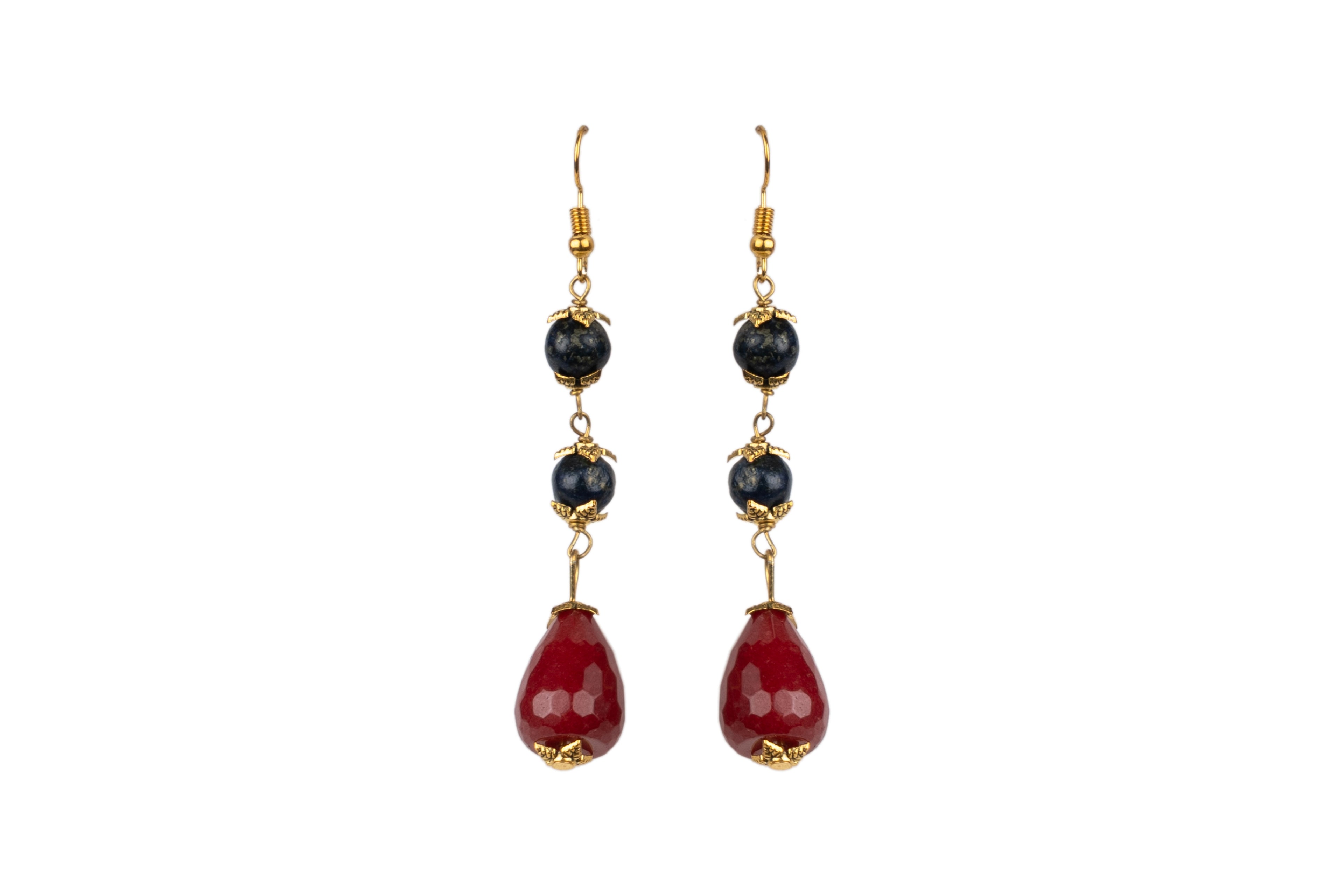 Dark Lapiz Ruby Color Drop Earring