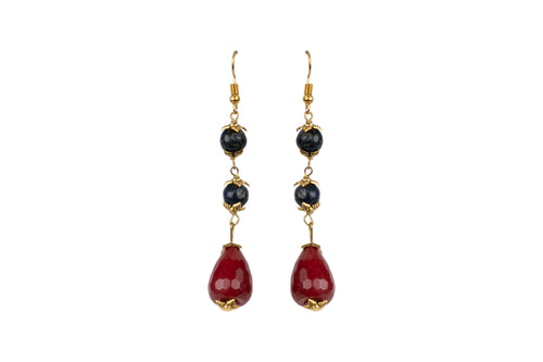 Dark Lapiz Ruby Color Drop Earring