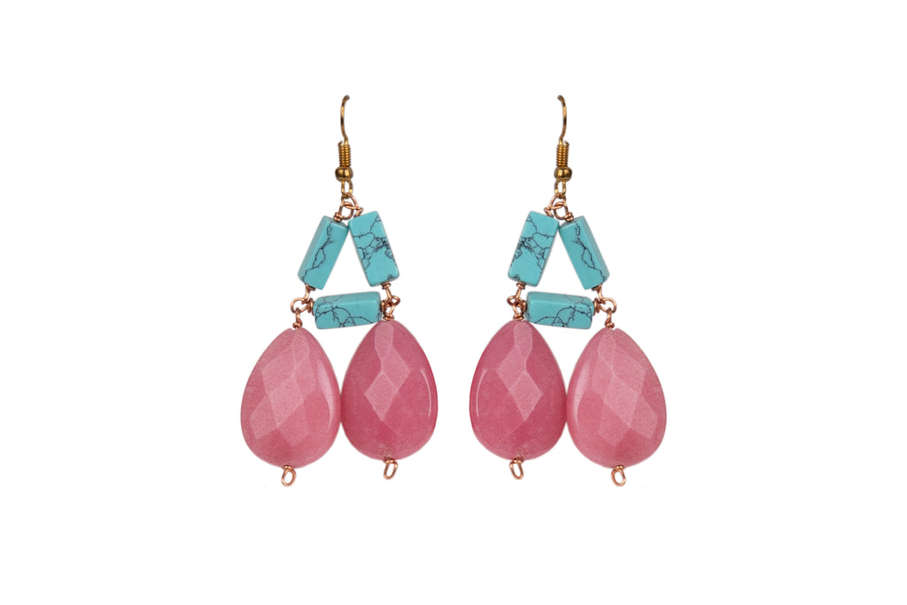 Torquise Pink Drop Earring