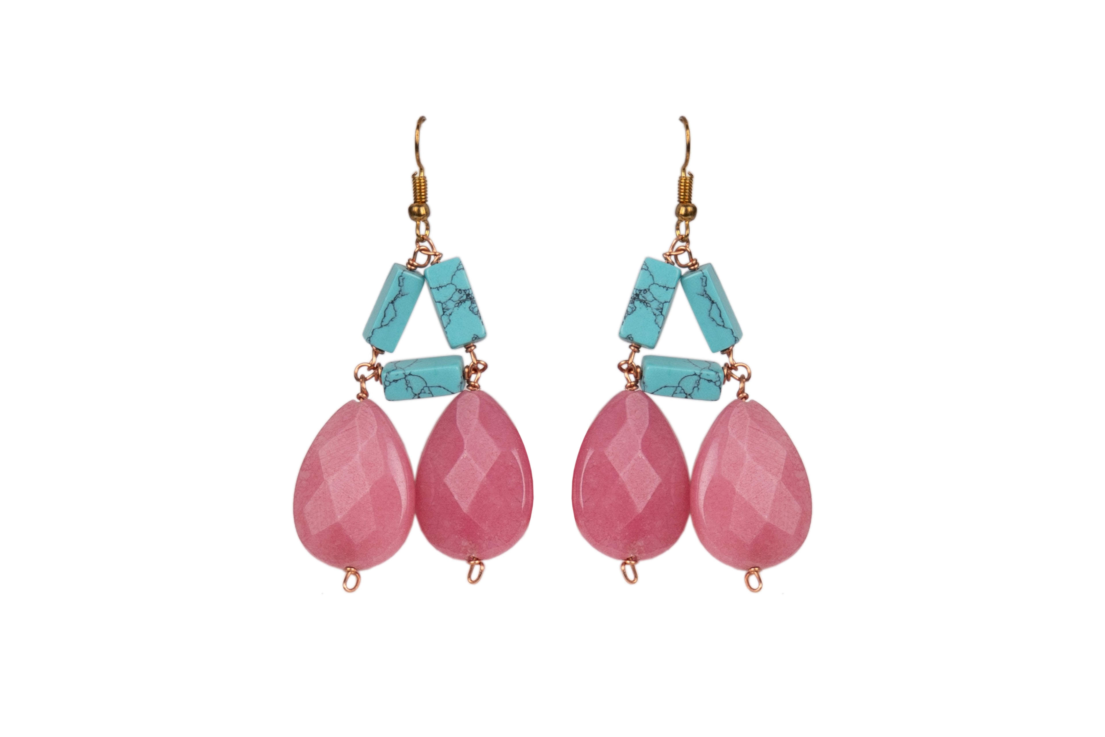 Torquise Pink Drop Earring