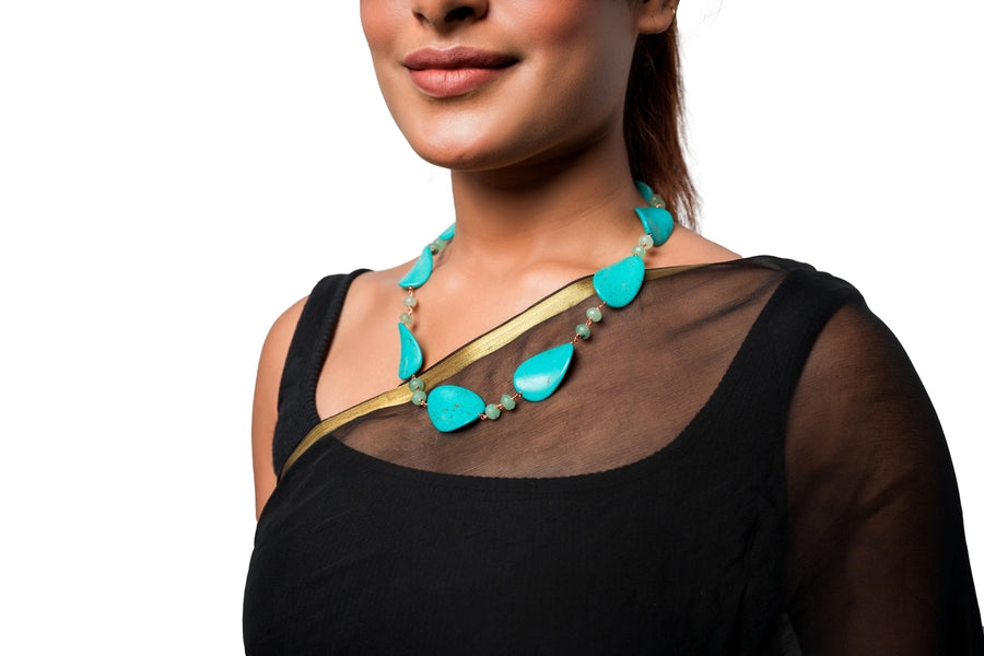 Leaf Turquoise Baati Beads Necklace