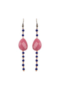 Pink Stone Drops Blue Crystal Earring