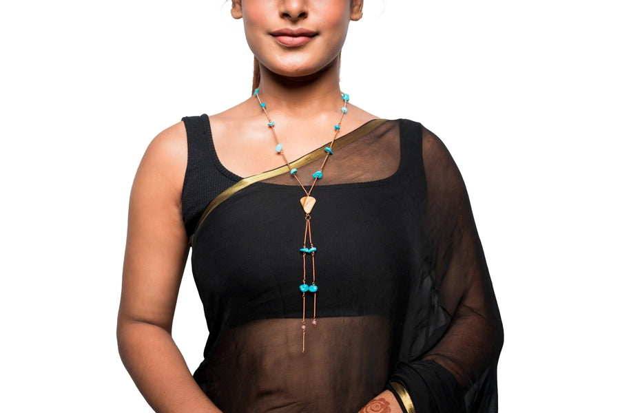 Turquoise Chips Copper Hand Twisted Necklace