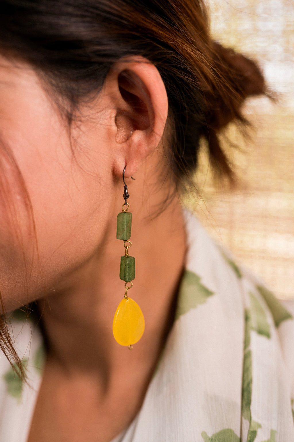 Jade Yellow Drop Stone Earring