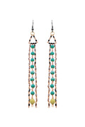 Blue Glass Beads Curtain Earrings