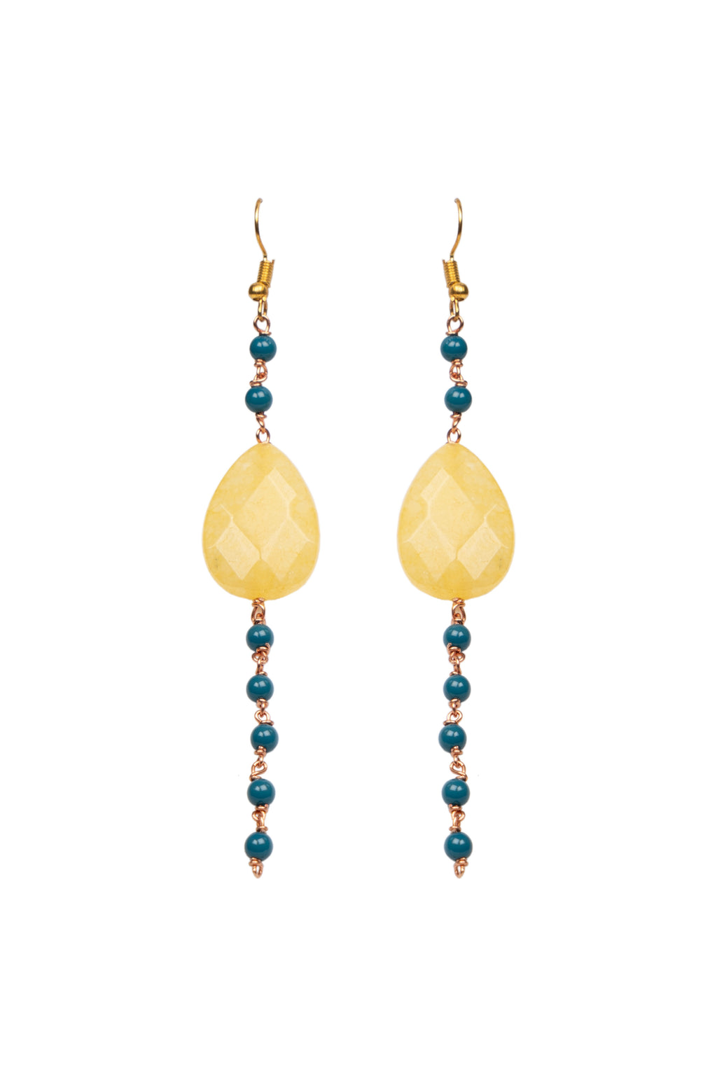 Yellow Stone Drops Blue Crystal Earring