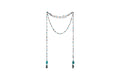 Black Beads Turquoise Opal Chips Mixed Single String Necklace