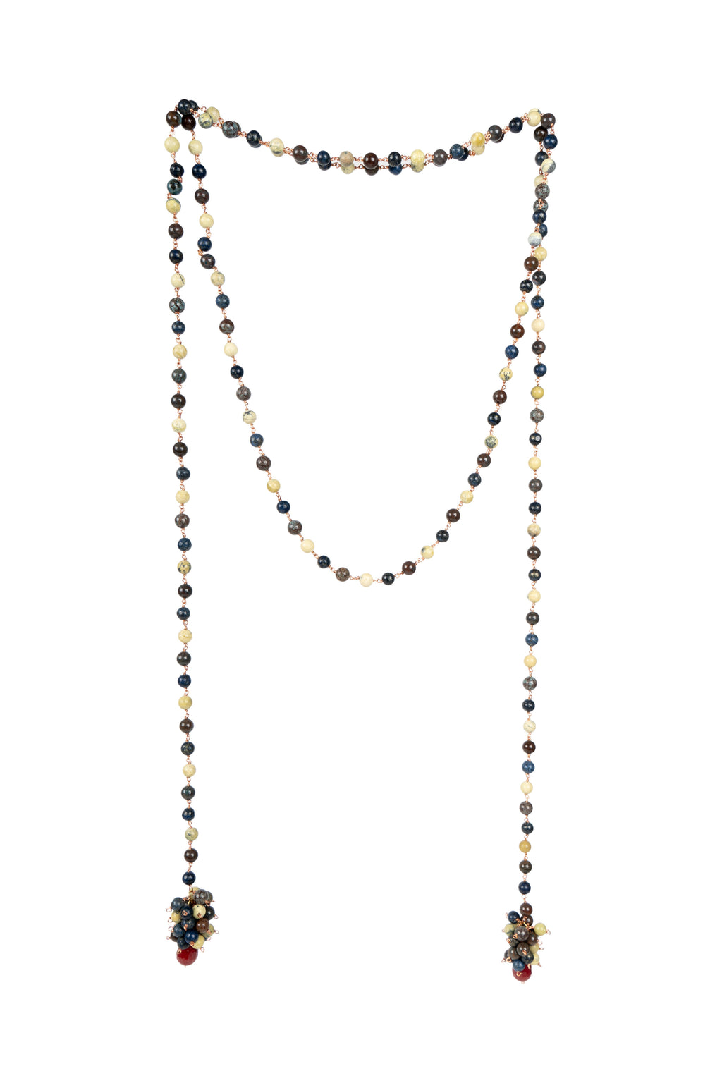 Chrysocolla Serpentine Lapiz Mixed Single String Necklace