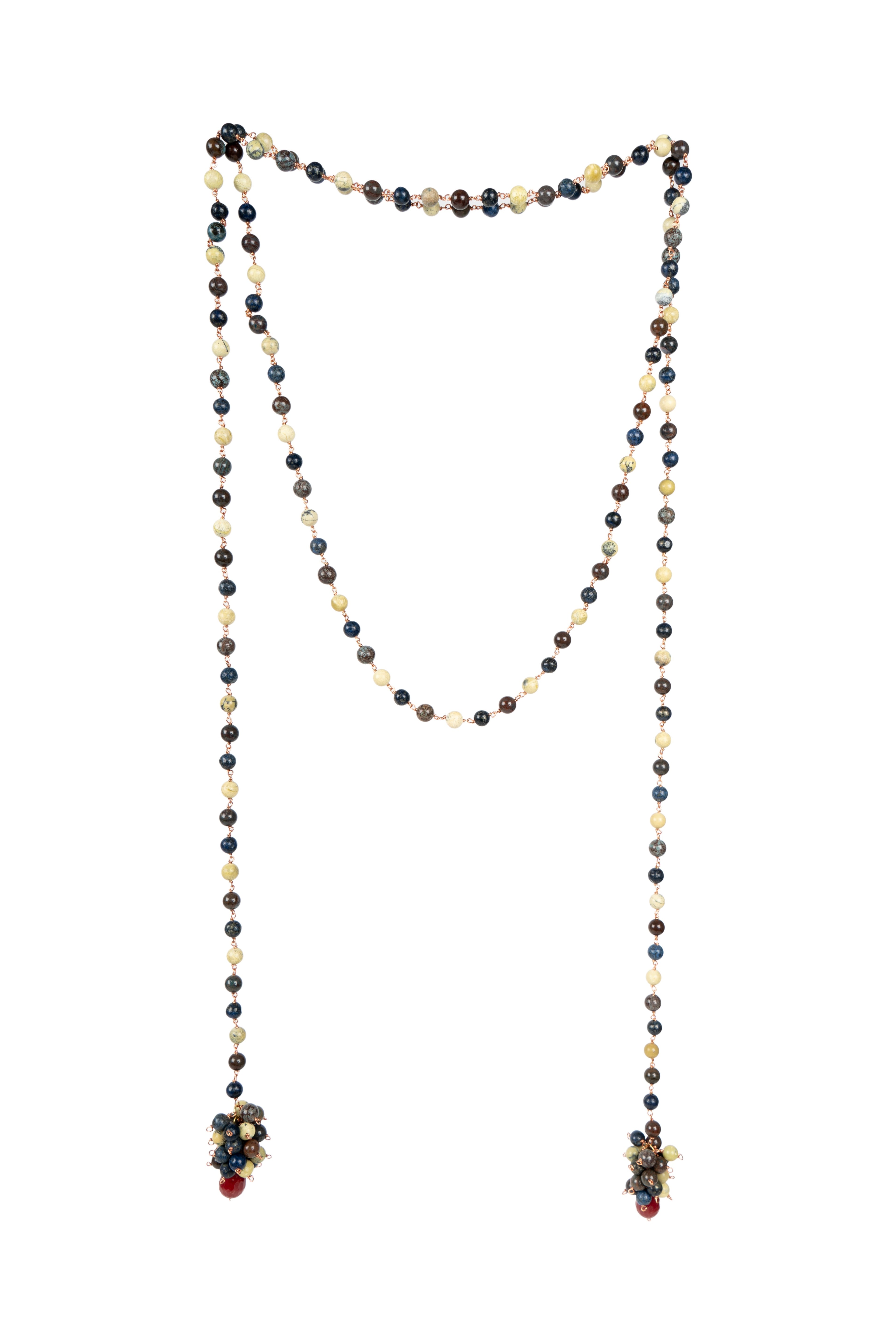 Chrysocolla Serpentine Lapiz Mixed Single String Necklace