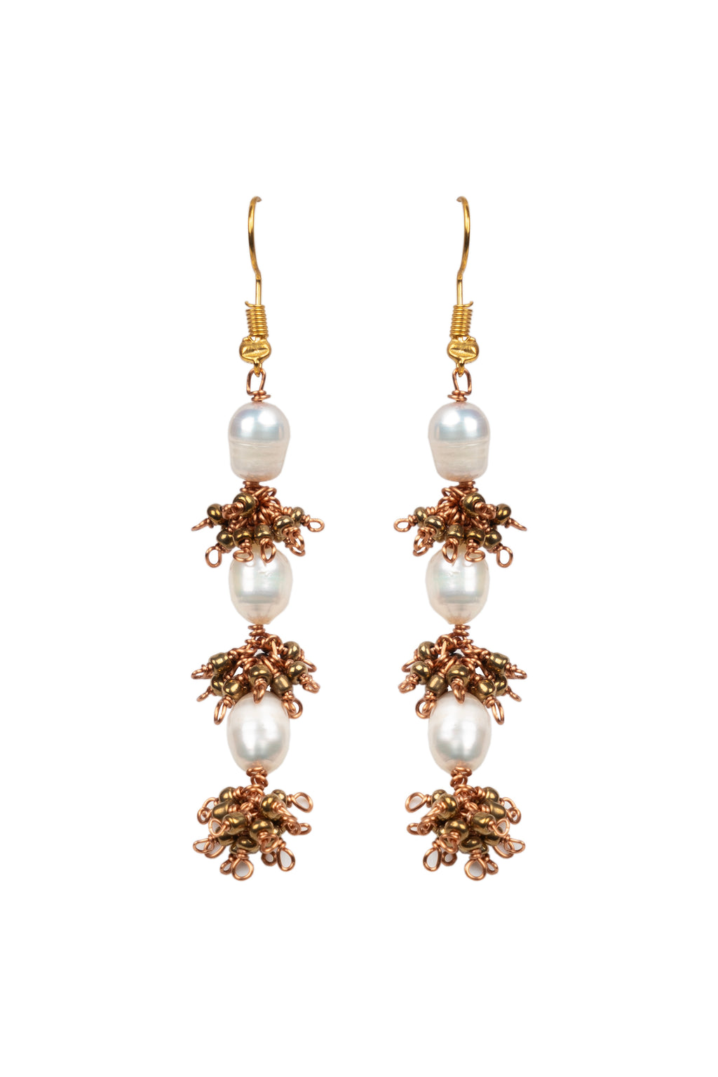 Pearl Mixed Golden Glass Beads Earring