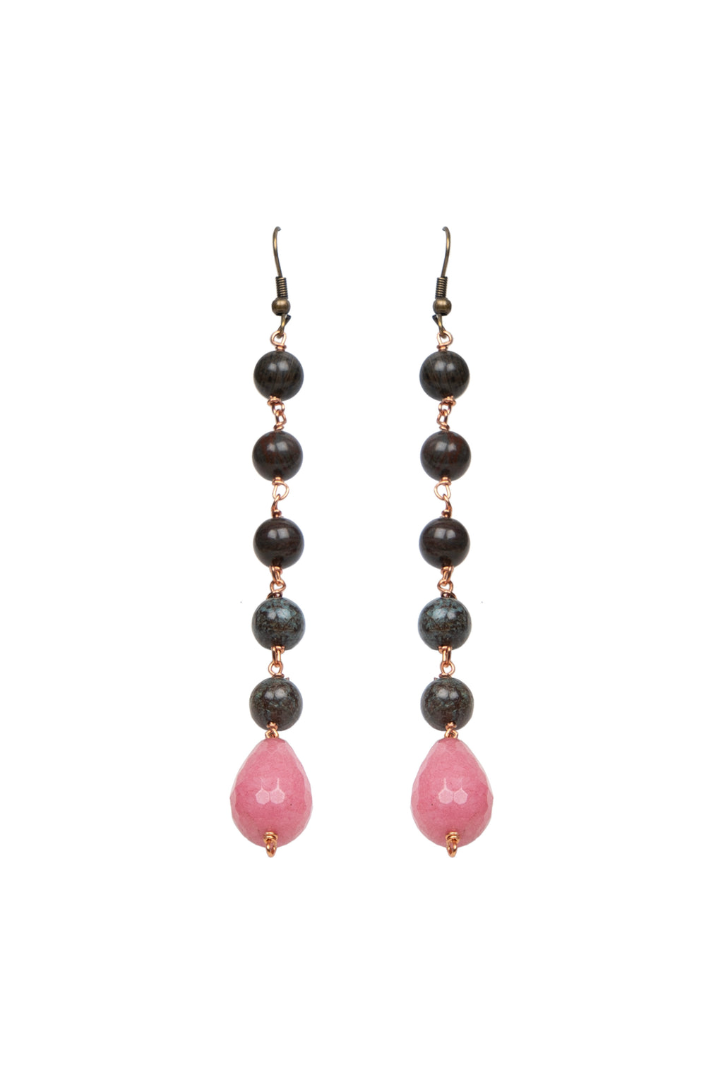 Pink Tear Drop Long Earring