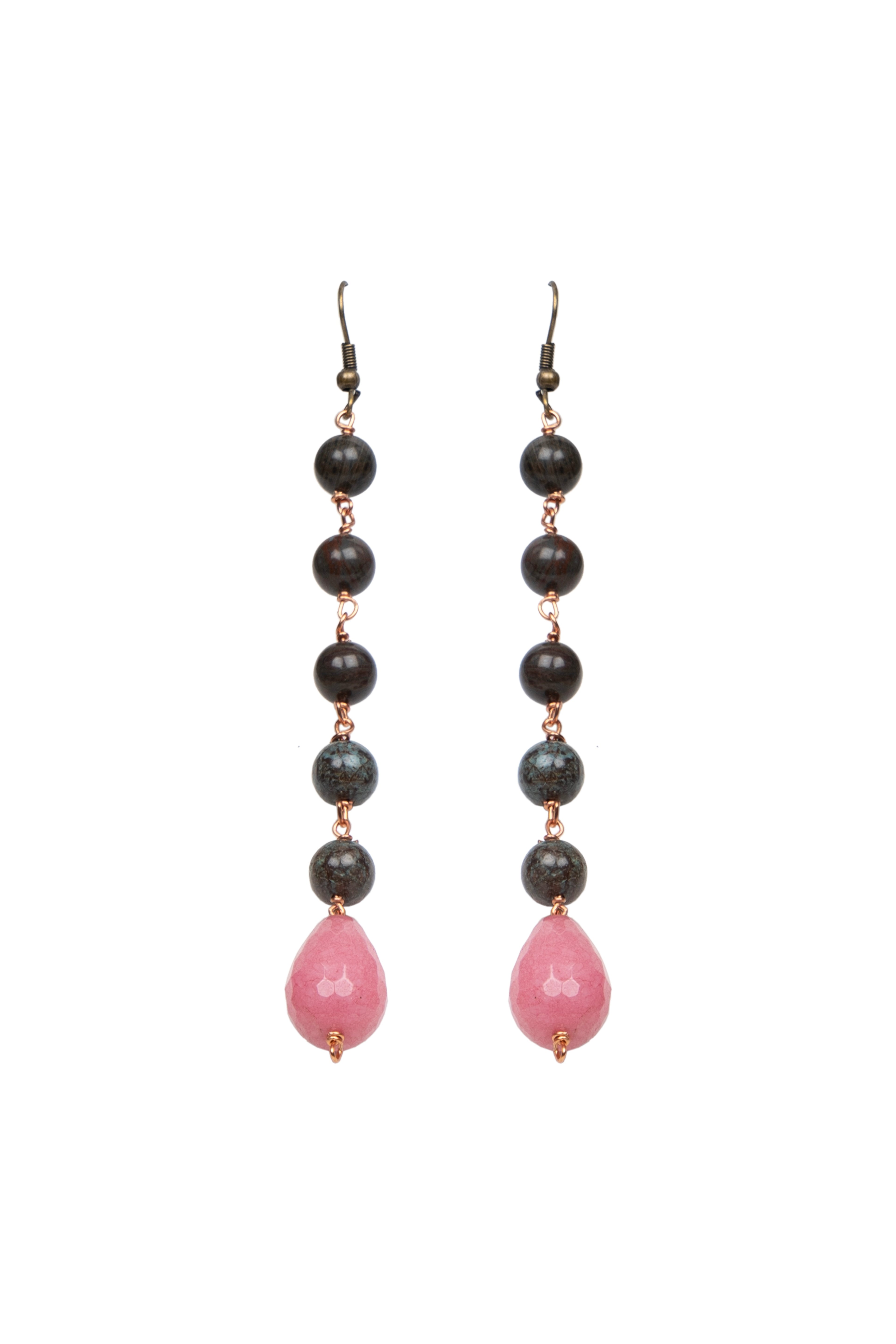 Pink Tear Drop Long Earring